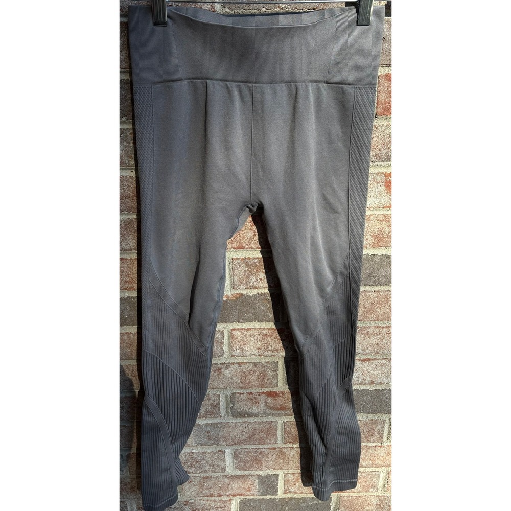 ZYIA‎ Active Gray Seamless Ribbed Athletic Workout Leggings Womens Size L